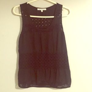 Daniel Rainn black crocheted tank top
